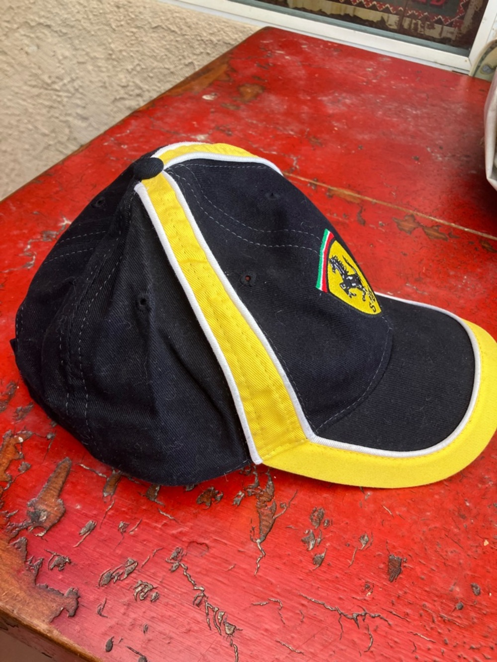 VTG 2000 Ferrari Cap Yellow Black Adjustable IDEA Official License Baseball Hat - Picture 4 of 7